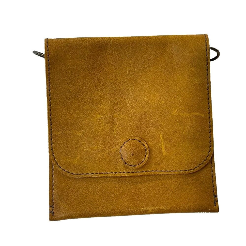 Vintage handmade Leather Crossbody Pouch Bag Brown Womens Art Whimsical Earthy